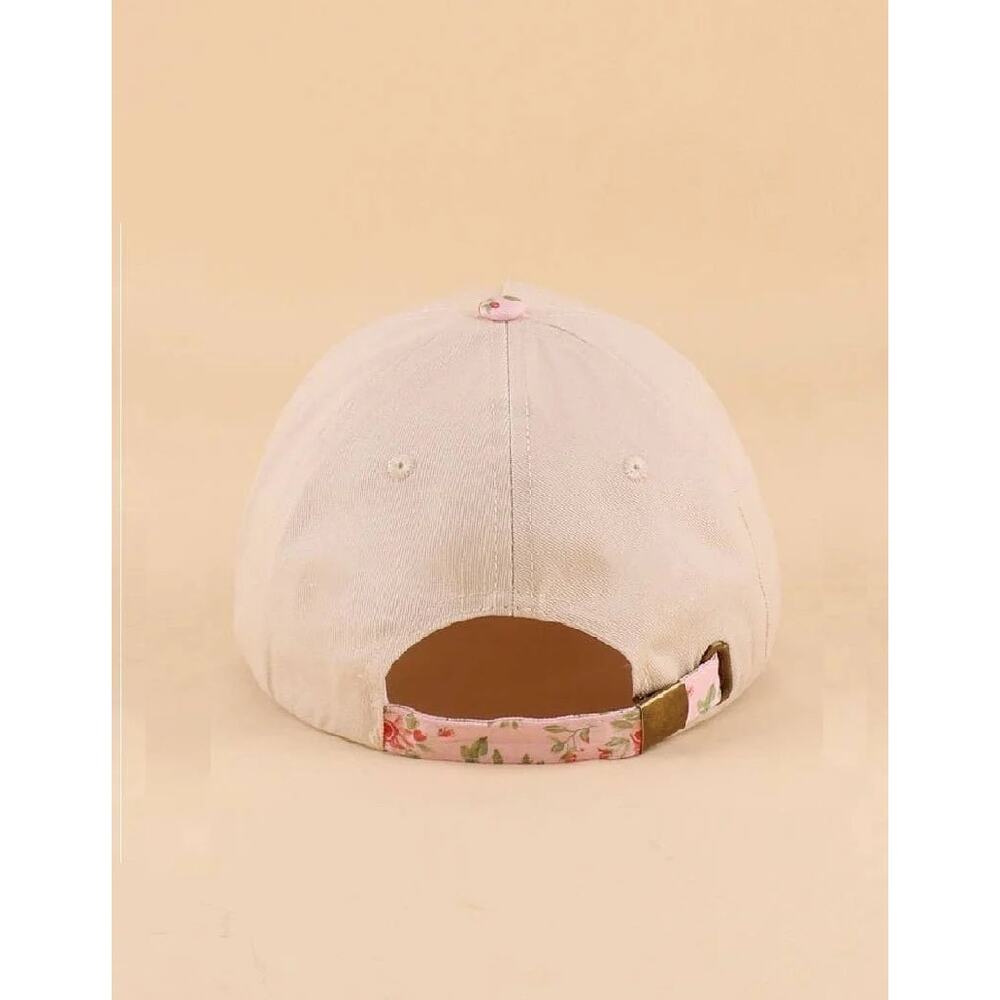Zenana "Literally Just A Girl" Floral Brim Baseball Cap Hat - Picture 7 of 8